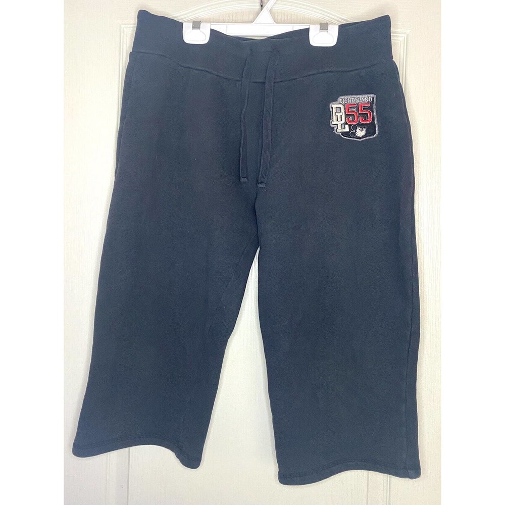 Disney Parks Disneyland 55 Black Crop Sweatpants Women's Large Mickey